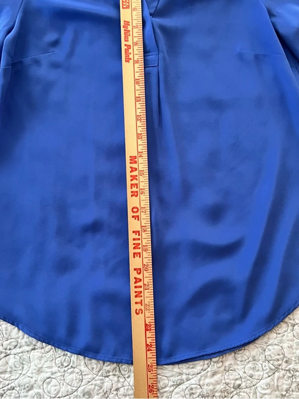 Talbots Cobalt Blue Split-Neck 3/4 Sleeve Blouse Classy Career Sophisticated - Picture 5 of 7